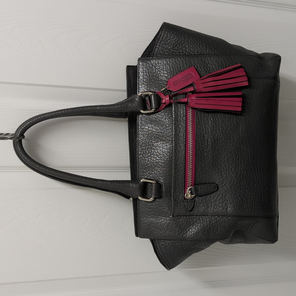 Coach Gray and Pink Leather Tote